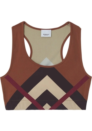 Burberry Chevron Check-print cropped vest top - Brown