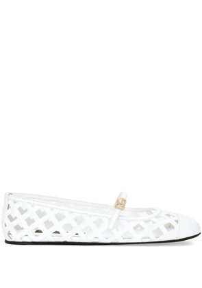 Dolce & Gabbana perforated leather ballerina shoes - White