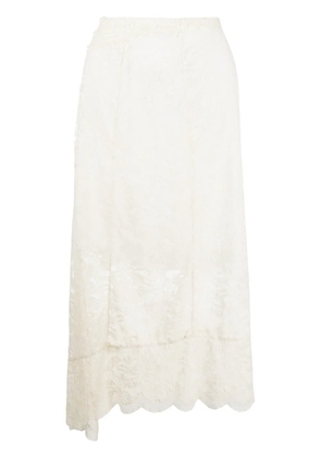 Rabanne split-hem lace midi skirt - Neutrals