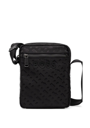 BOSS embossed-logo messenger bag - Black