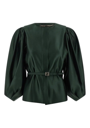 FENDI balloon-sleeve belted blazer - Green