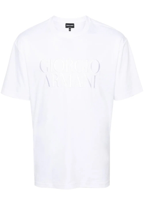 Giorgio Armani logo-embroidered cotton T-shirt - White