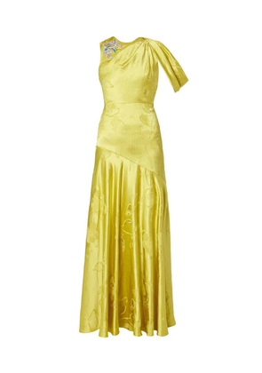 ERDEM embellished draped jacquard gown - Yellow