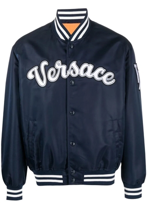Versace logo-appliqué bomber jacket - Blue