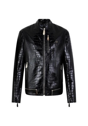 Philipp Plein crocodile-print leather jacket - Black