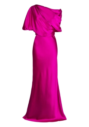 Amsale off-shoulder satin draped-detail gown - Pink