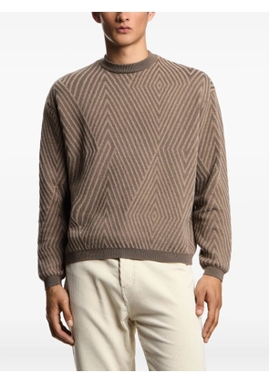 Emporio Armani geometric-pattern sweater - Brown
