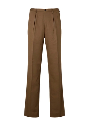 slowear pleated cotton-blend trousers - Brown