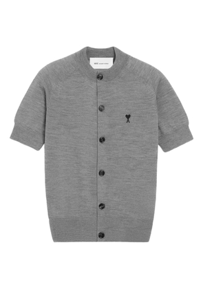 AMI Paris Ami De Coeur logo-detail short-sleeves cardigan - Grey