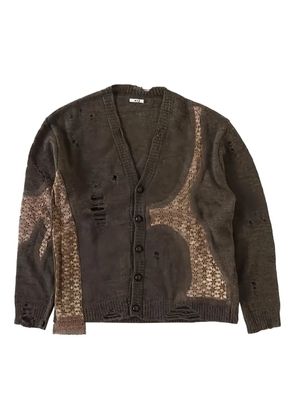 KHOKI distressed lace cardigan - Brown
