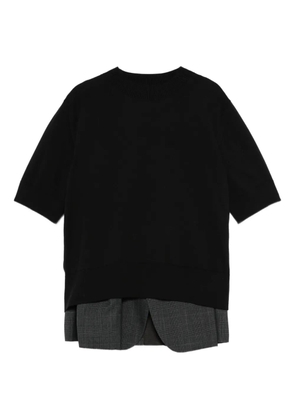 sacai short-sleeve layered sweater - Black