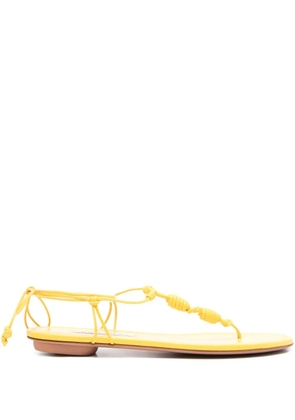 Aquazzura Oaxaca knotted leather flat sandals - Yellow