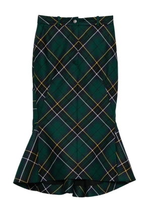 Alexander McQueen kickback-detail plaid skirt - Blue