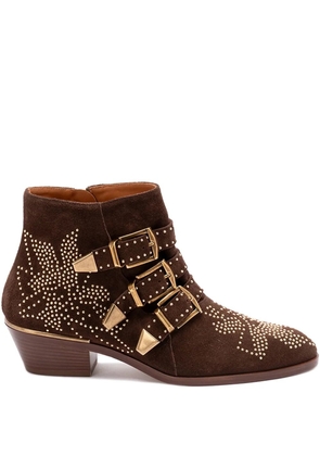 Chloé 30mm Susanna studded buckle ankle boots - Brown