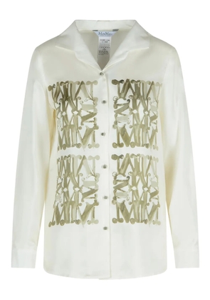 Max Mara monogram-print silk shirt - White