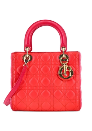 Christian Dior Pre-Owned Lady Dior Bag Cannage Quilt Lambskin Medium satchel - Red
