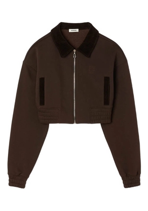SANDRO zip-up embroidered sweatshirt - Brown