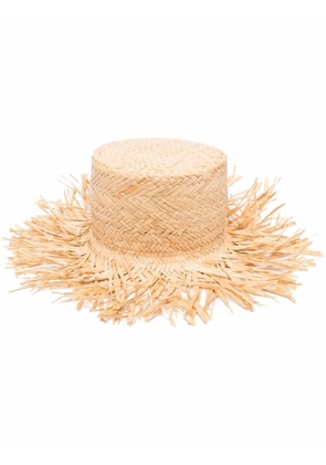 RED Valentino RED(V) flat crown straw hat - Neutrals