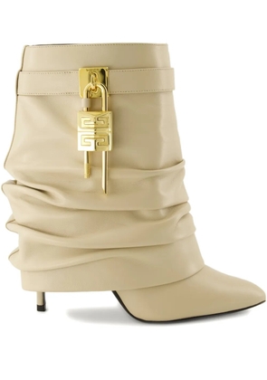 Givenchy 90mm Shark Lock Stiletto leather boots - Neutrals