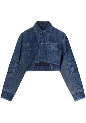 Off-White cut-out motorcycle denim jacket - Blue