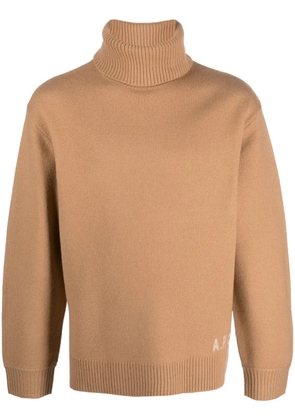 A.P.C. logo-print wool jumper - Brown