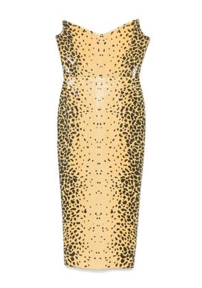Alex Perry strapless cheetah-print maxi dress - Yellow
