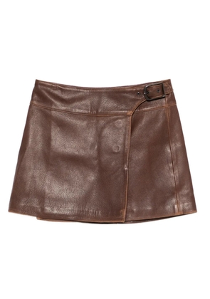 Simkhai buckled faux-leather mini skirt - Brown