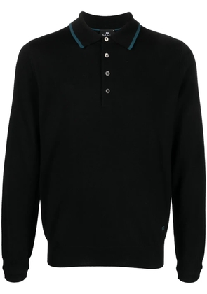 PS Paul Smith logo-embroidered merino polo shirt - Black