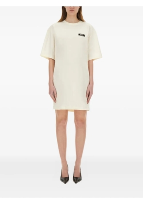 MSGM logo-patch mini dress - Neutrals