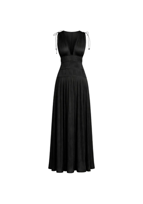 Ulla Johnson Tasneem V-neck pleated maxi dress - Black