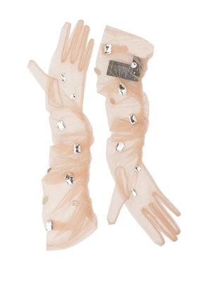 David Koma crystal-embellished gloves - Neutrals