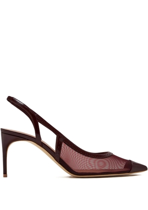 Malone Souliers mesh-panelled pointed-toe slingback pumps - Red