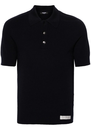 Balmain short-sleeve merino polo shirt - Blue