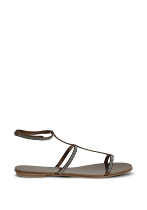 Pedro Garcia embellished ankle-strap flat sandals - Brown
