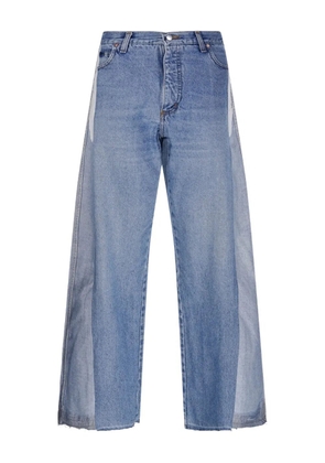 E.L.V DENIM Maya panelled frayed jeans - Blue