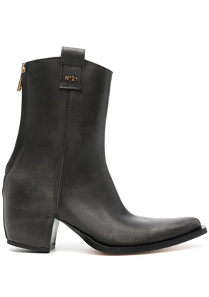 Nº21 60mm pointed-toe leather ankle boots - Black