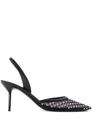 Paris Texas crystal-embellished slingback pumps - Black