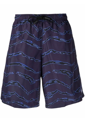 COUNTY OF MILAN motif-print swimming shorts - Blue