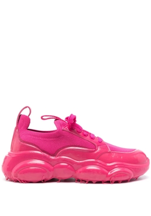 Moschino logo-patch leather sneakers - Pink