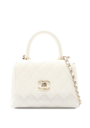 CHANEL Pre-Owned 2021-2026 Mini Caviar Coco Top Handle Bag satchel - White
