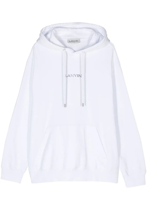Lanvin logo-embroidered cotton hoodie - White