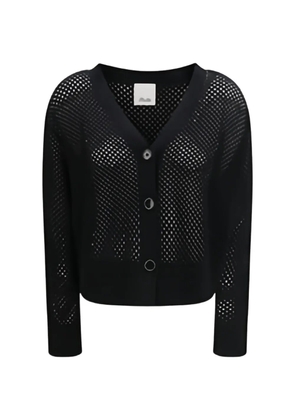 Allude button mesh V-neck cardigan - Black