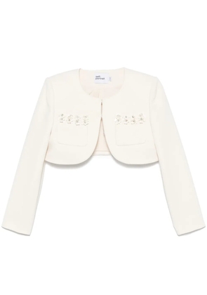 Self-Portrait 3D-sequin crepe jacket - Neutrals