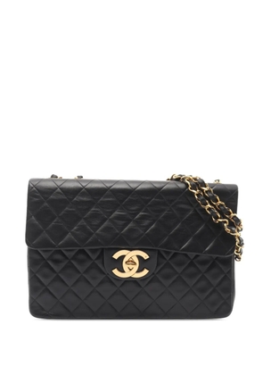 CHANEL Pre-Owned 1991-1994 Jumbo CC Quilted Lambskin Single Flap shoulder bag - Black