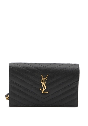 Saint Laurent Cassandre chevron quilted chain clutch - Black