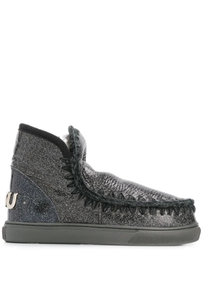 Mou crochet stitch-trim glitter sneaker boots - Black