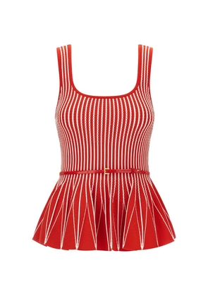 Elisabetta Franchi striped pleated top - Red