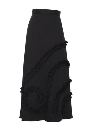 Clips pleated ruffled midi skirt - Black