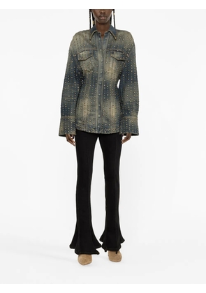 Blumarine stud-design old-washed denim jacket - Blue