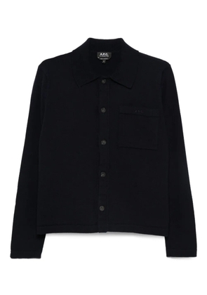 A.P.C. polo-neck buttoned cardigan - Blue